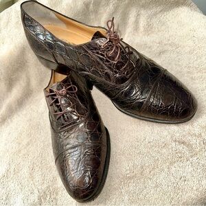 Salvatore Ferragamo Genuine Crocodile Leather Oxford Shoes 9.5 D Exotic Skin